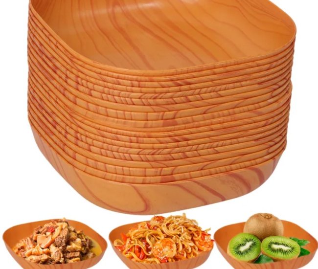 10Pcs Wooden Design Plate Set for Desserts and Snacks